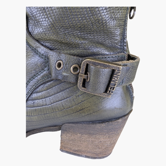 Felmini Green Leather Bohemian Festival Booties | Made In Portugal | Size 9 - Picture 4 of 10